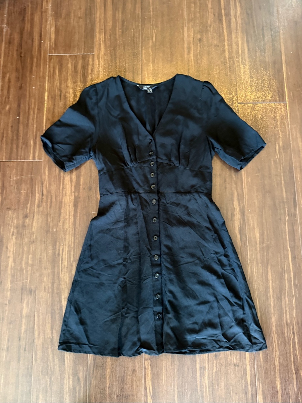 Nobody’s Child Black Button-Front Short Sleeve Dress